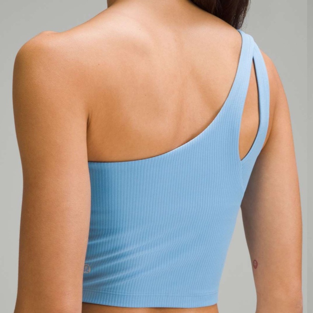 NWT size 8 aero blue lululemon ribbed nulu asymmetrical yoga tank - Picture 2 of 7